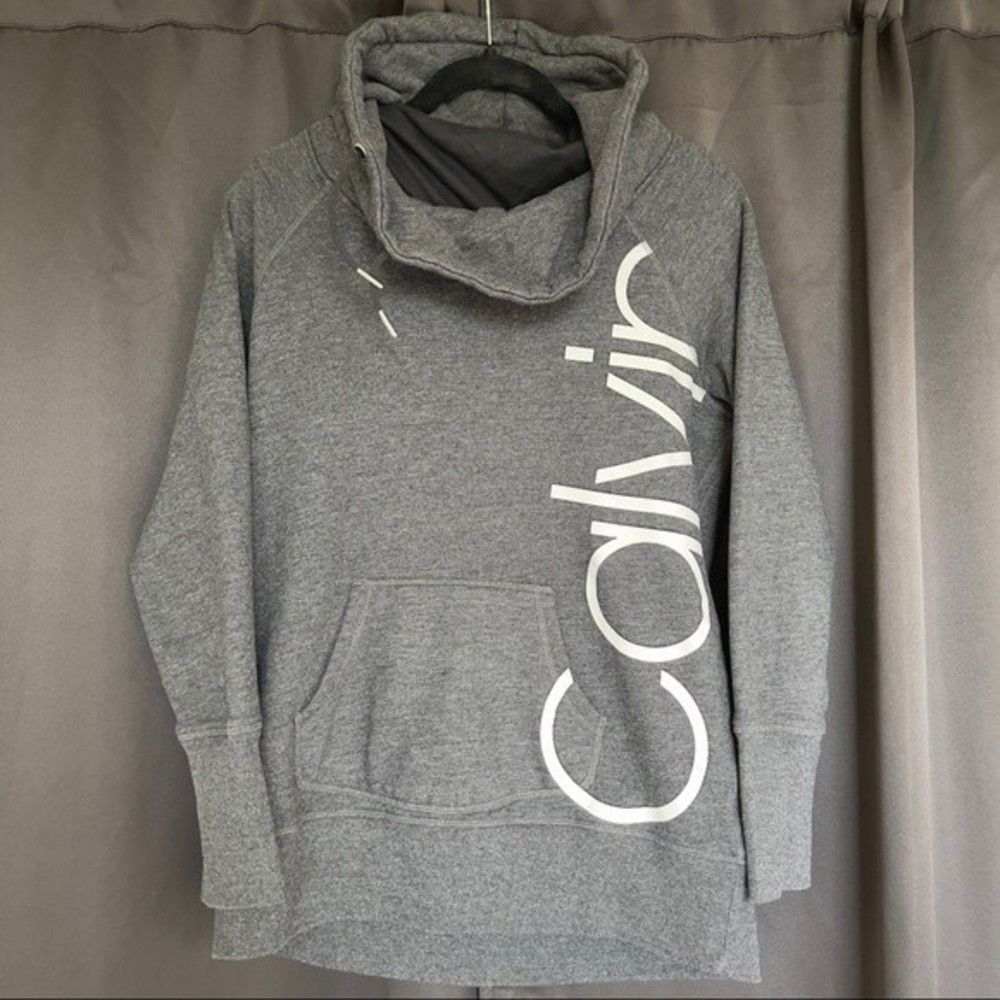 Calvin Klein Performance Women Grey White Cowl Hoodie size Small.